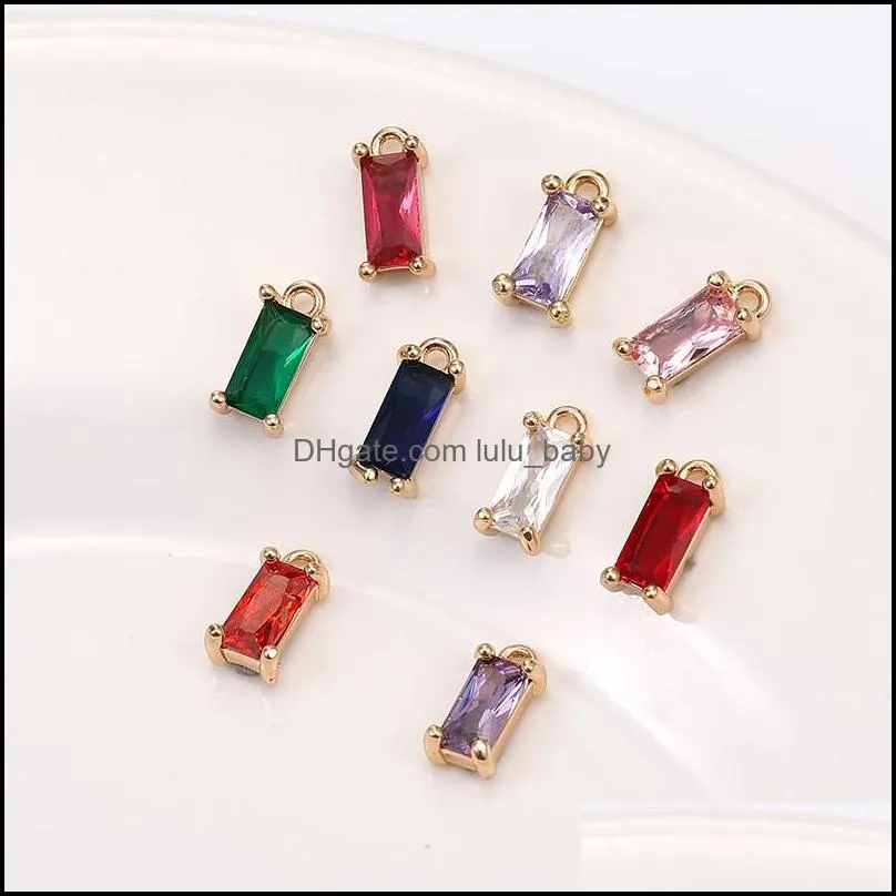 high quality rectangle k9 glass crystal pendent colorful diy jewelry accessories charms necklace bracelet connectors bails