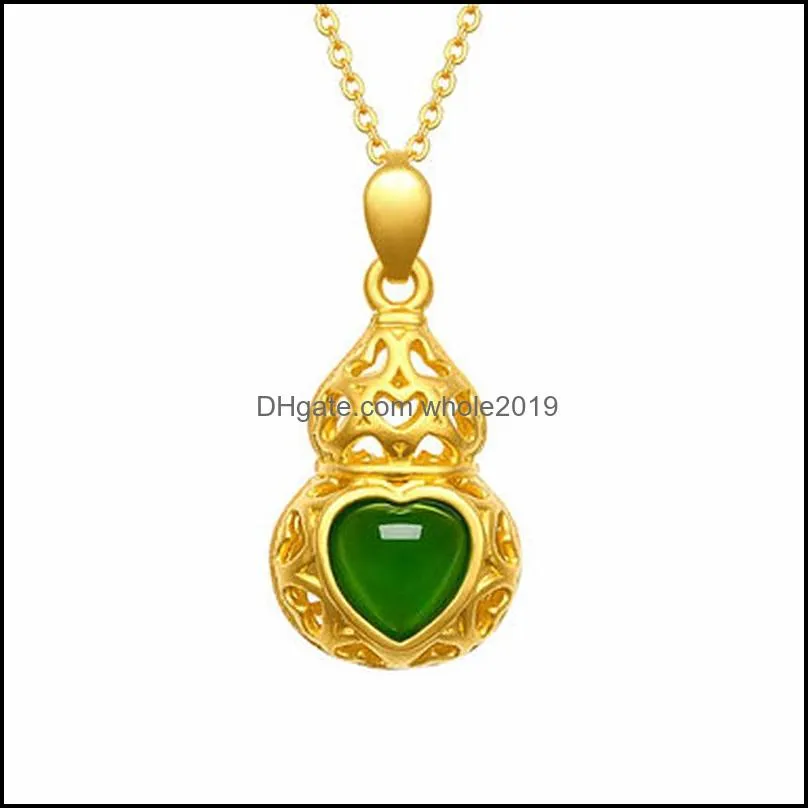 fashion and exquisite sand gold pendant hetian jade gold gourd pendant safe pendants gold inlaid jade auspicious wish pendant