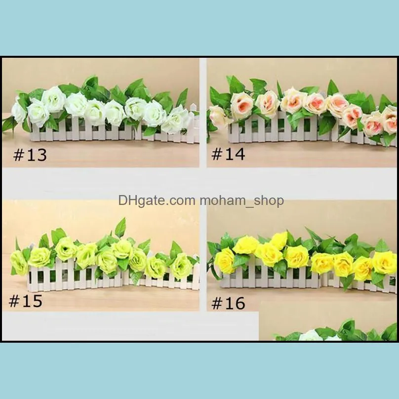 245cm 9 pieces fake rose vine flowers plants artificial hanging garland flowers home wedding party garden craft art decor decorative