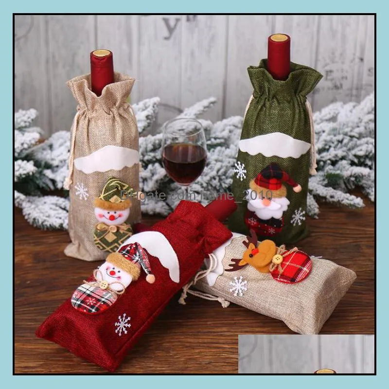 red wine bottle cover xmas santa champagne bag christmas decorations 30x14cm bottles bags gifts lxl346