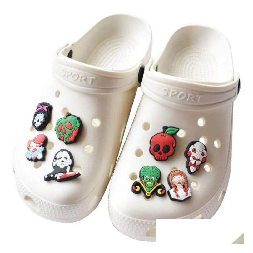  skull shoe decorations for croc charms clog buckle charm bracelet decoration halloween gift