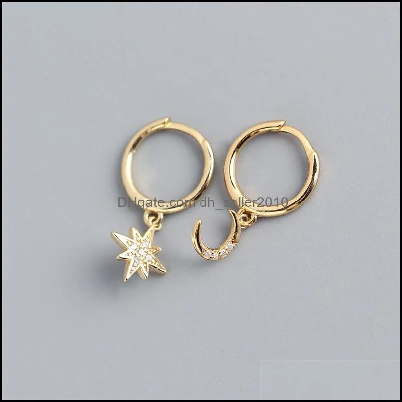 gold color pendant dangle earrings simple geometric star moon hoop earring for women trends jewelry 2021 party gift