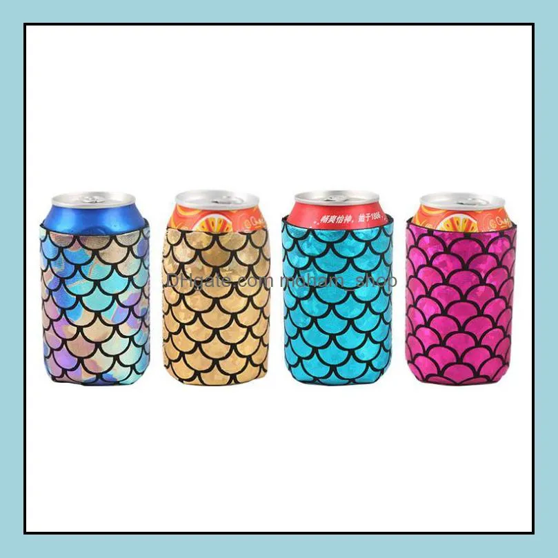 100pcs/lot mermaid 330ml neoprene beer coolies for 12oz cans and bottles drink coolers diy custom wedding party sn3849