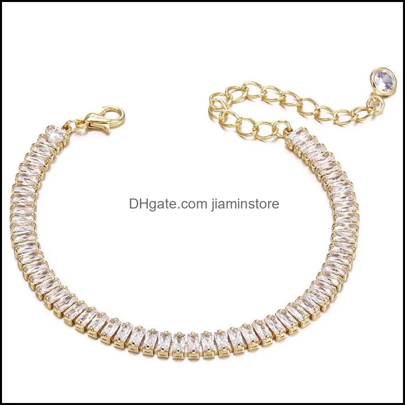 18k yellow gold plated shiny cz crystal tennis bracelet necklace for girls women for party wedding gift 3728 q2