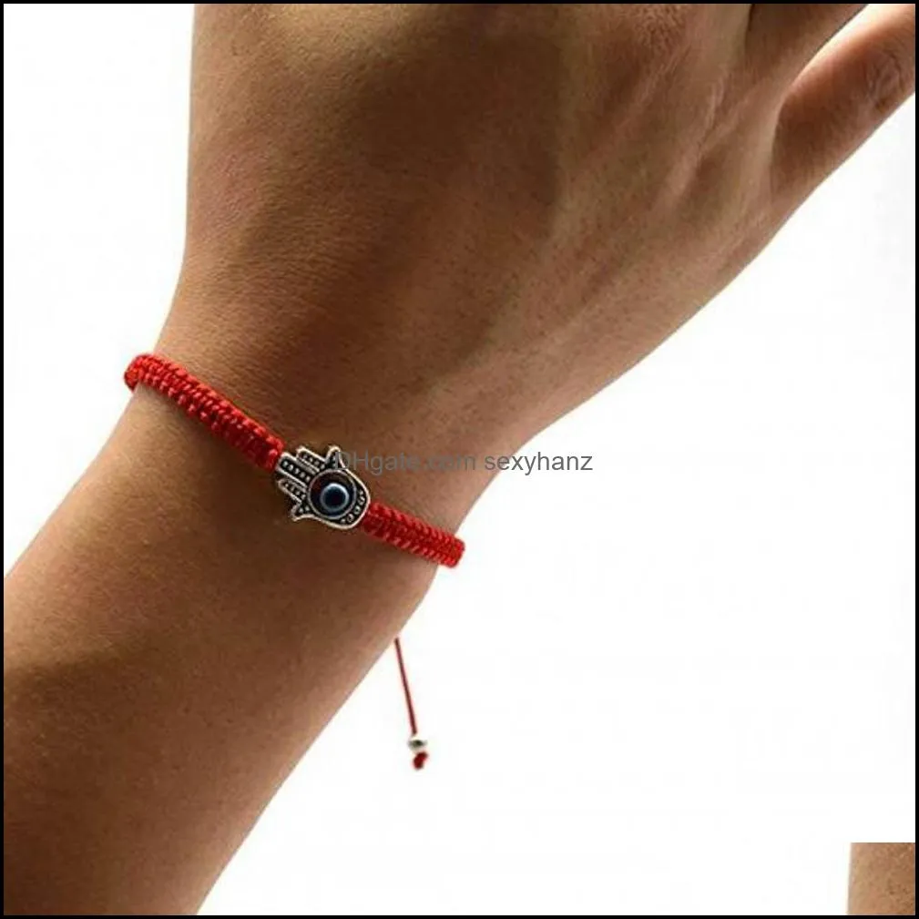  handmade braided rope bracelets red thread blue eye charm bracelets bring you lucky peaceful bracelets adjustable length