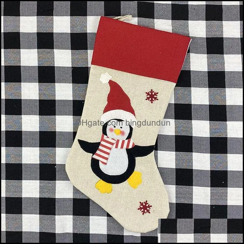 styles 47x22cm christmas stocking nonwoven fabric old man snowman penguin creative santa xmas stockings gift bag pab11920