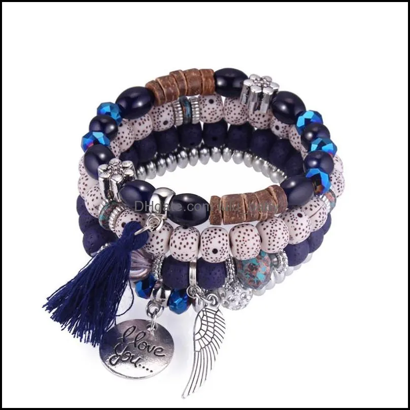 crystal bead bracelets vintage bracelet female jewelry tassel natural stone charms wristband wholesale jewelry gift for women girls