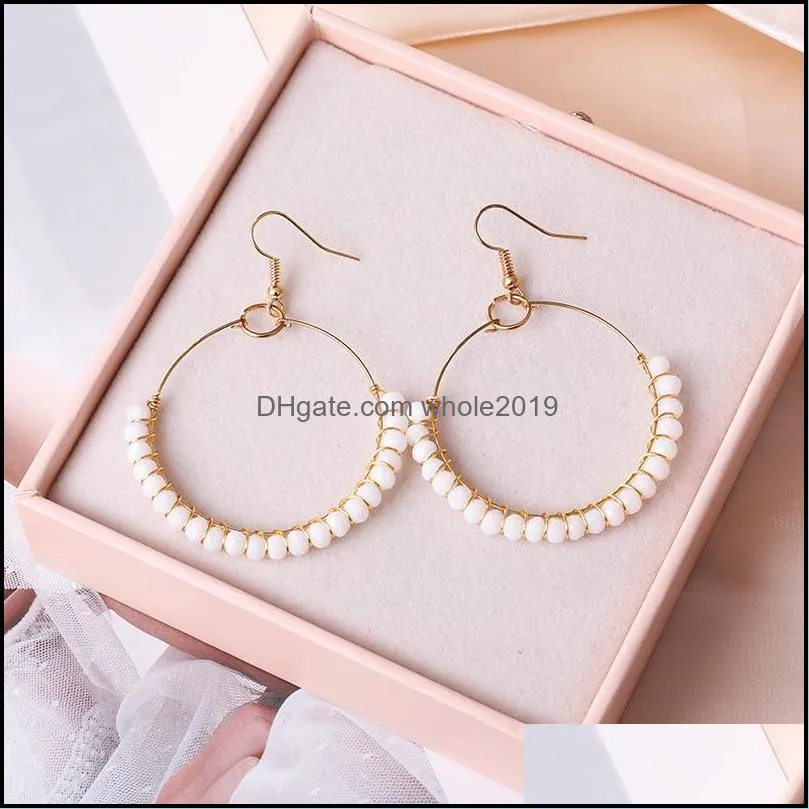 bohemian round circle beads earrings fashion handmade gold color big circle earing for women party wedding holiday jewelry