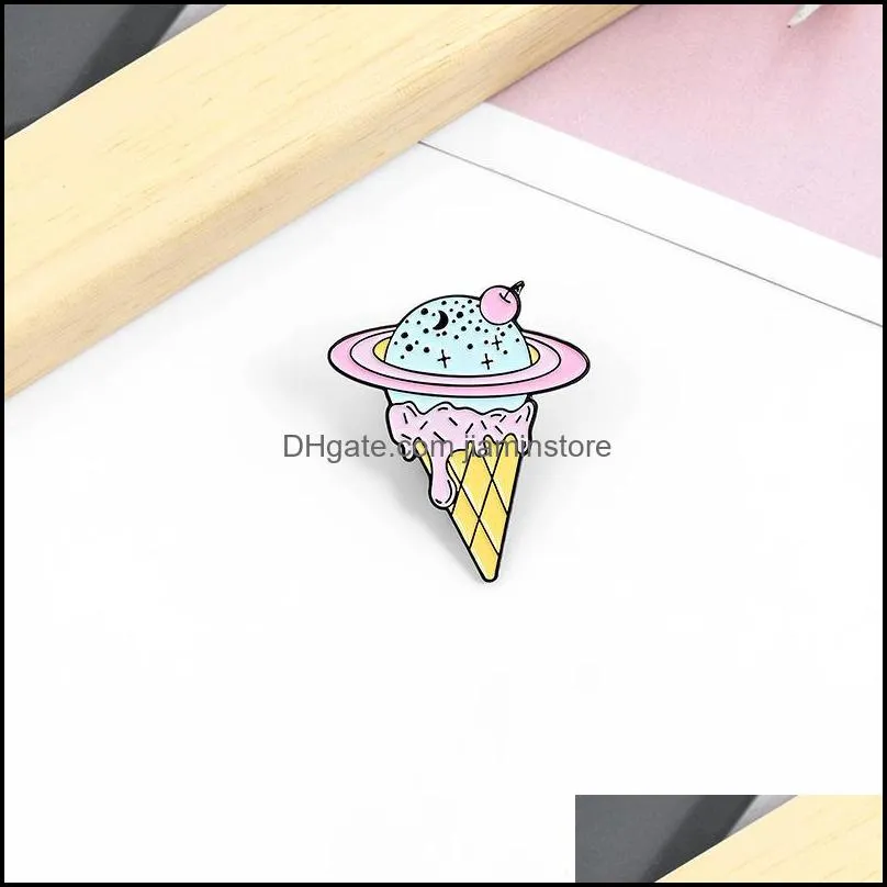 personality ice cream pins ornaments space sweet cone modelling badge lovely accessories baking paint brooch versatile clothing 2kla