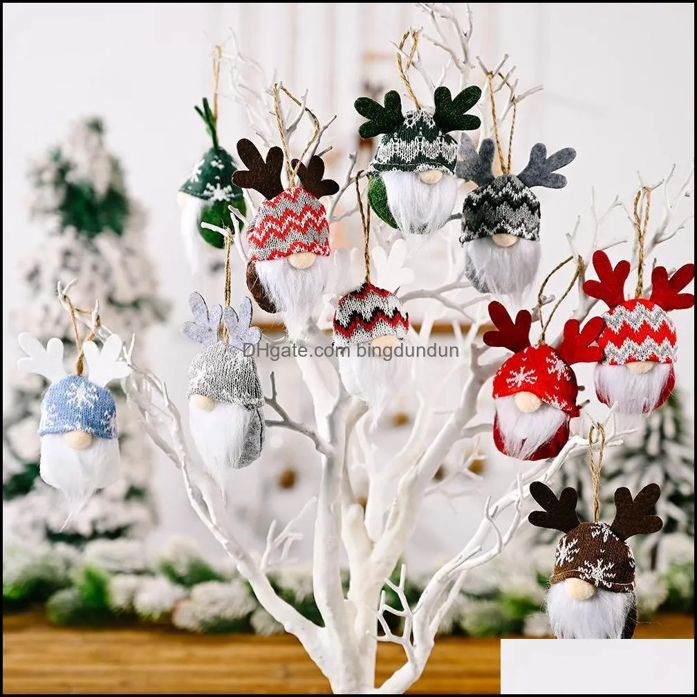 5pcs/lot christmas tree hanging gnomes ornaments swedish handmade plush santa home decor holiday decorations pab12035