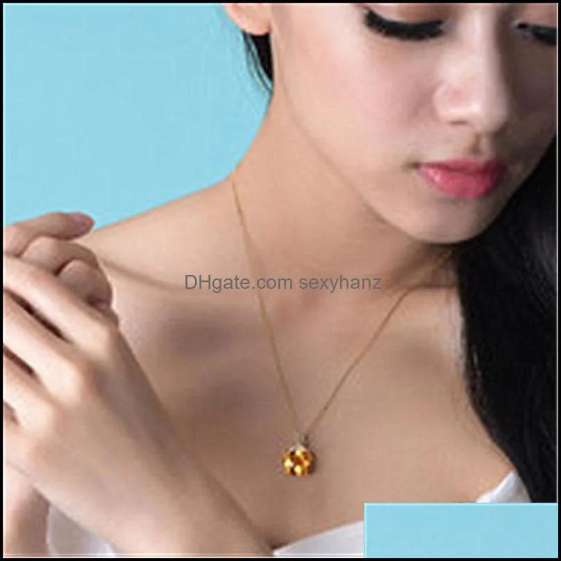 18k gold luxury square citrine yellow tourmaline crystal gemstone cz pendant necklace for women wedding jewelry