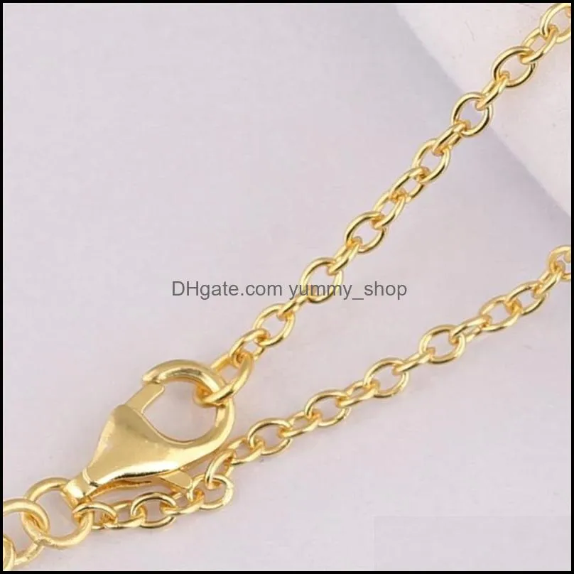authentic 925 sterling silver 50cm 70cm 90cm necklace chain fit european necklace jewelry rose goldcolor 210323 719 q2