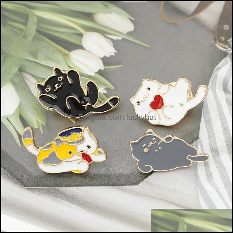 jewelry brooch cartoon cute animal cats expression pin clothes bags women student ornament badge 1596 q2