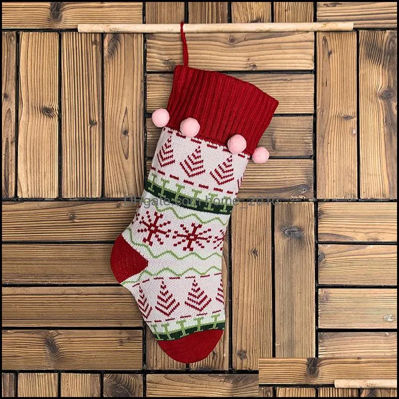 christmas stock hanging socks large jacquard knit socks ornament decor hosiery xmas socks kids gift candy bag wq58