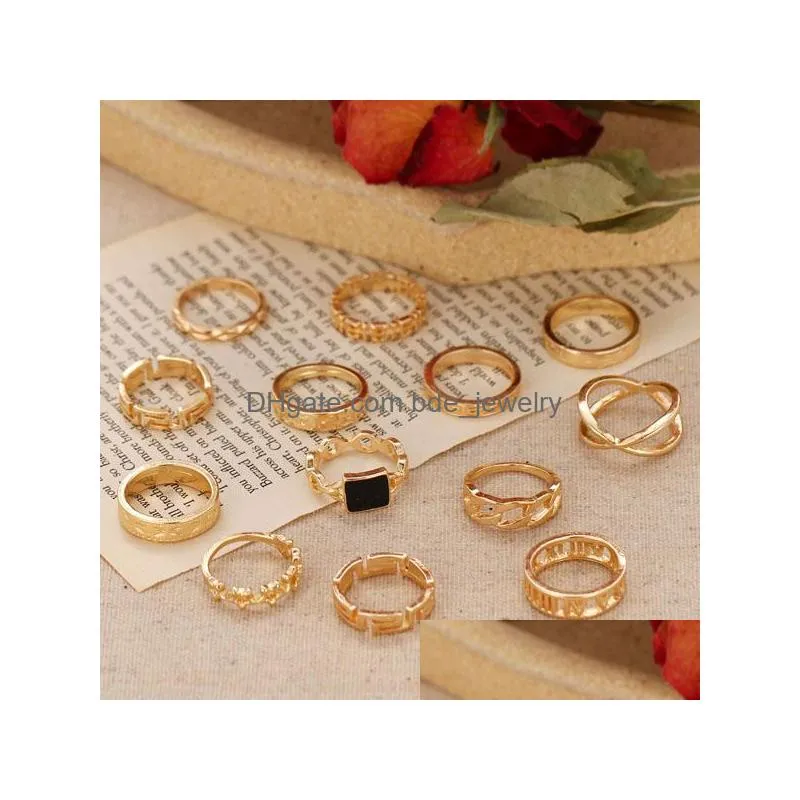 fashion jewelry ring set vintage geometric stars midi rings sets 13pcs/set