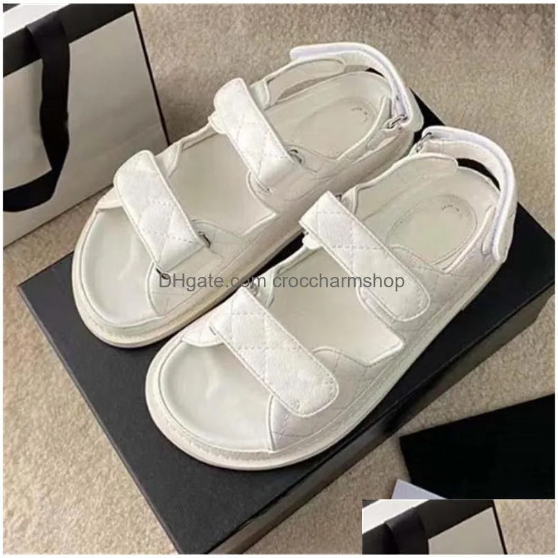 designer women sandals 3540 slides crystal calf leather casual shoes quilted platform summer beach slipper with box