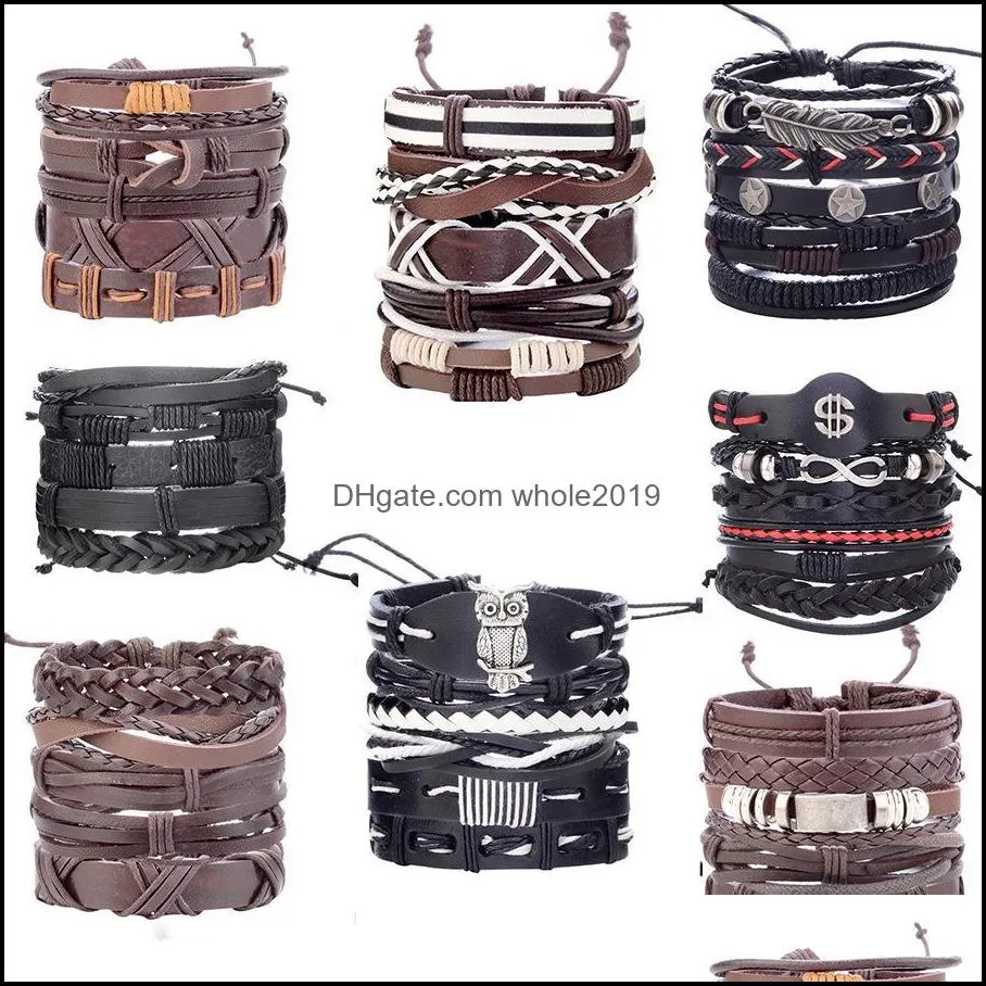 multilayer leather bracelet for men wristband jewelry wrap bracelets bangles