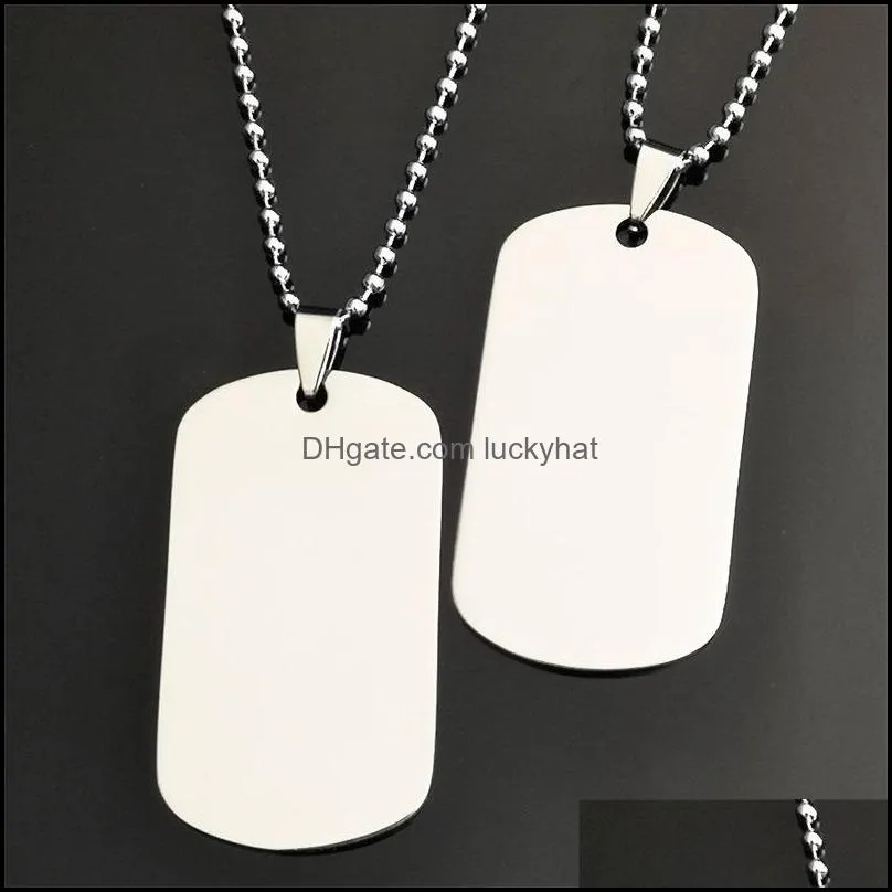 stainless steel blank pendant necklace pet id tags personalized dog tags cat tags can engraved front back necklace simple design