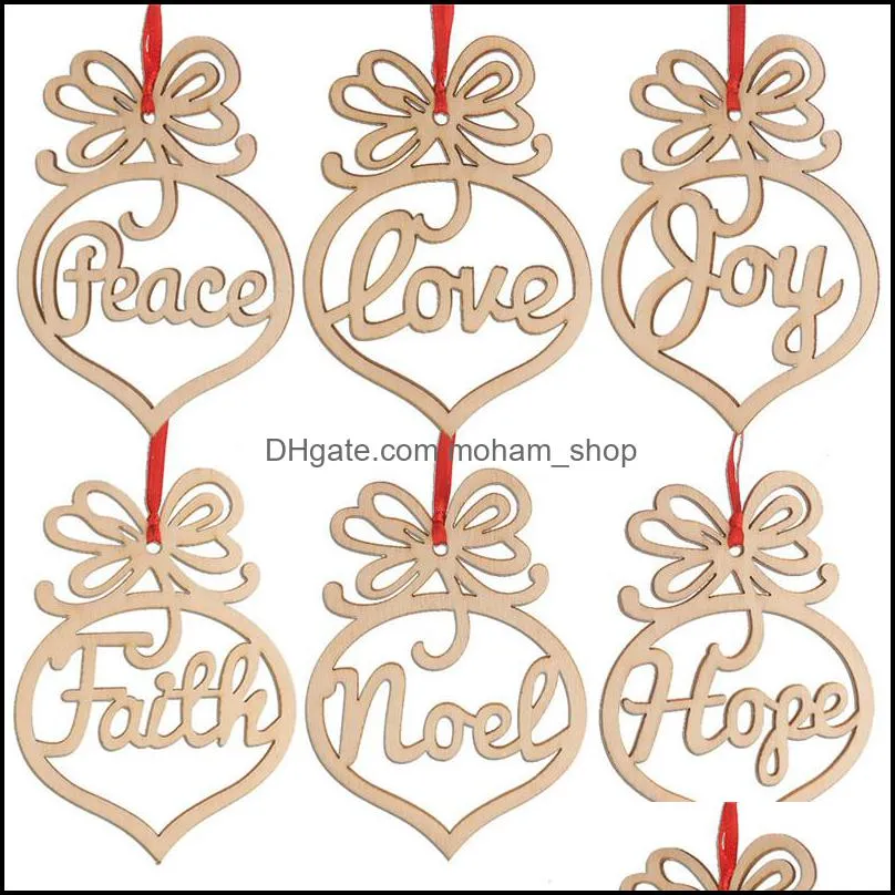 christmas letter peace love joy faith noel hope wood heart ornament christmas tree decorations home festival ornaments hanging gift