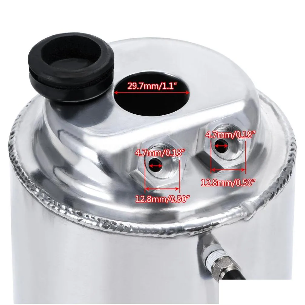  2l 2 litre aluminum polished round oil catch can tank with breather filter tk01