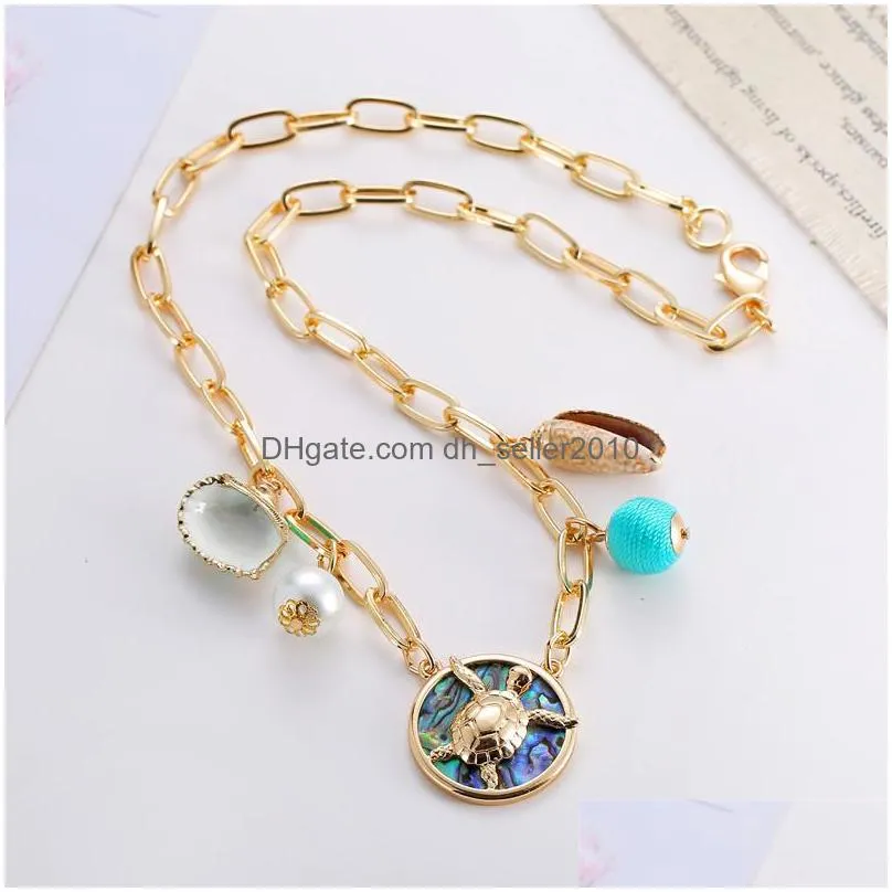fashion jewelry natural shell necklace diy tortoise abalone shell pendant necklace