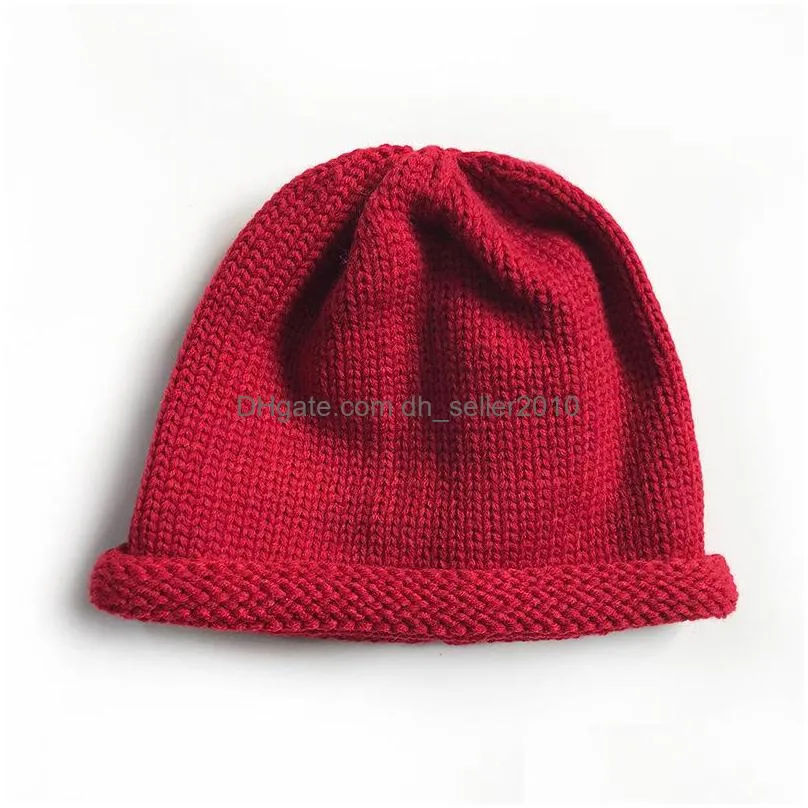 autumn winter womens knitted hat sweet solid color warm beanies caps lady knitted hat