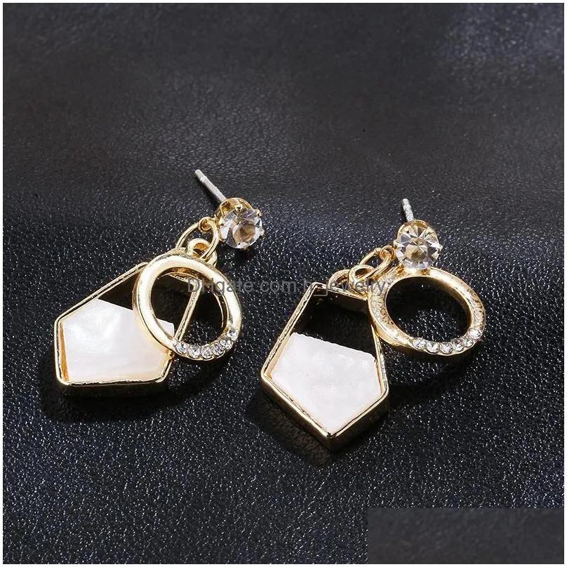 fashion jewelry s925 silver post earrings natural shell geometry circle sets diamond stud earrings