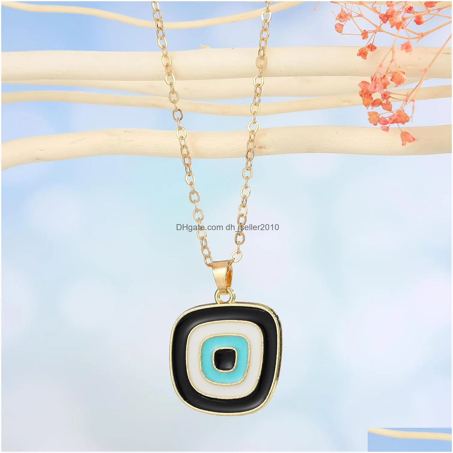 fashion jewelry irregular geometric evil eye pendant necklace blueeye choker necklaces