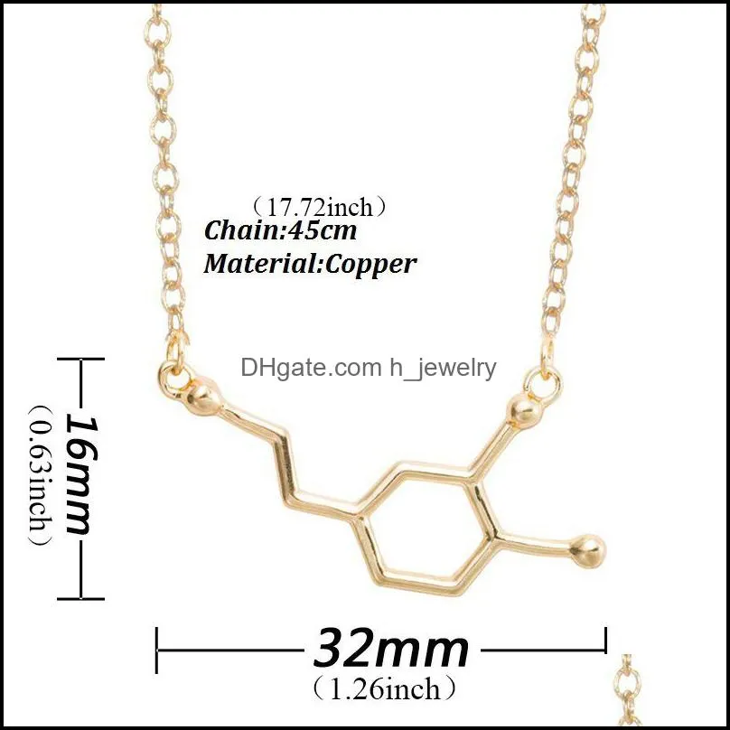  arrival chemical molecule necklace unique geometric dainty pendant necklace for women girls gold elegant long chain charm