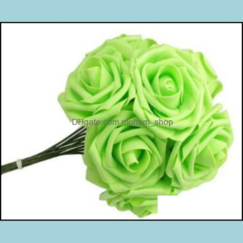 colorful foam artificial rose flowers diy wedding bouquets corsage wrist flower headpiece centerpieces home party decor decorative