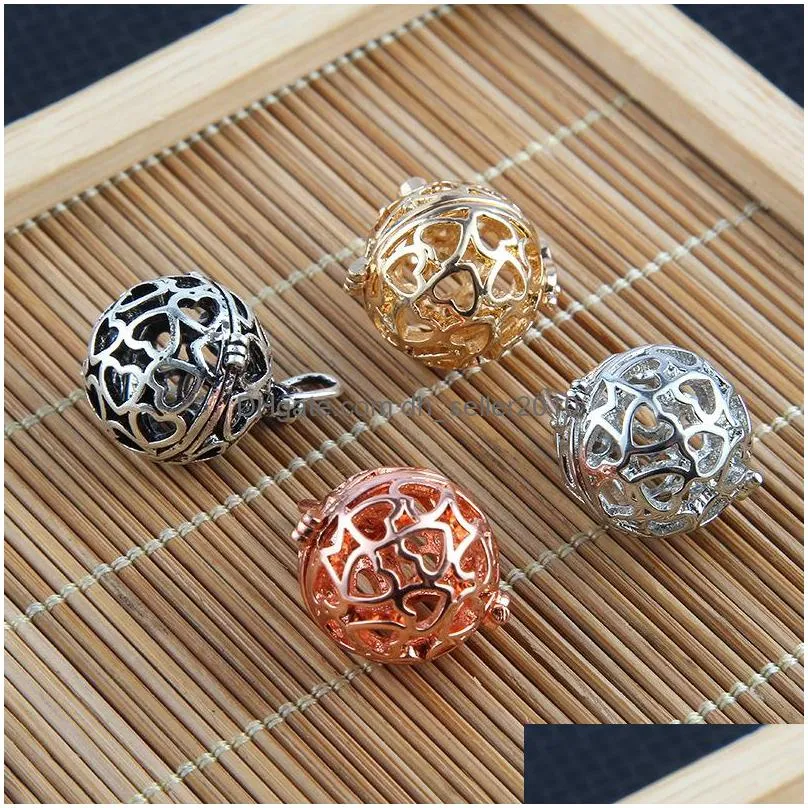 geometric heart hollow ball aromatherapy  oil necklace pendant openable emitter pendant