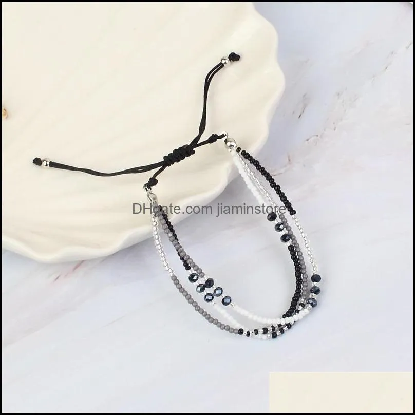 handmade adjustable multilayer small colorful beads rope cord bracelet jewelry for woven gift 1815 t2