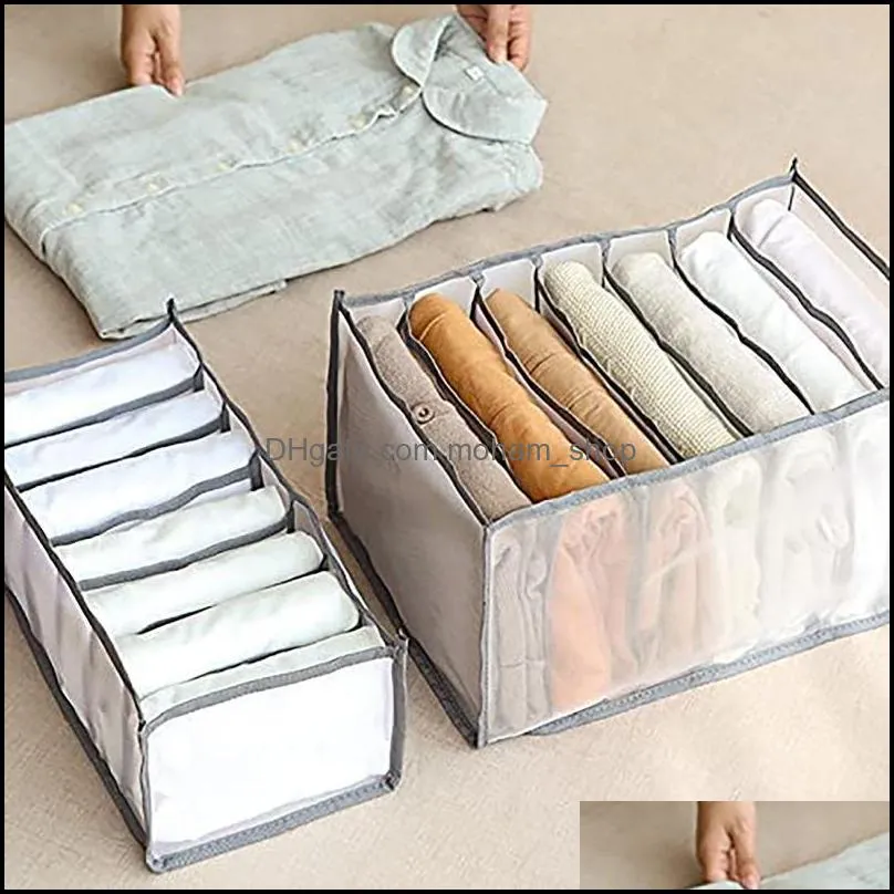 storage bags 7 grids box clothes jeans wardrobe organizer stacking pants tshirt drawer separator foldable closet washable tidy home