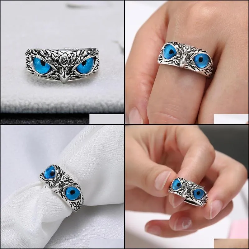 charm vintage cute men and women simple design owl ring silver color engagement wedding rings jewelry gifts