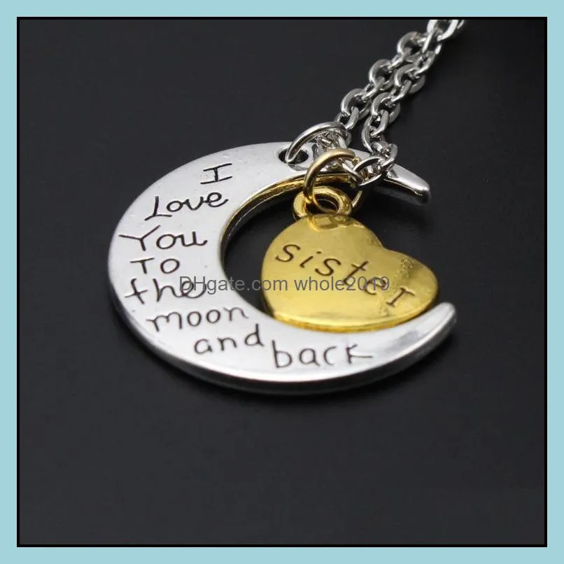 statement necklaces engraving pendants high quality jewelry i love you family necklaces 925 silver 24k gold chains necklaces