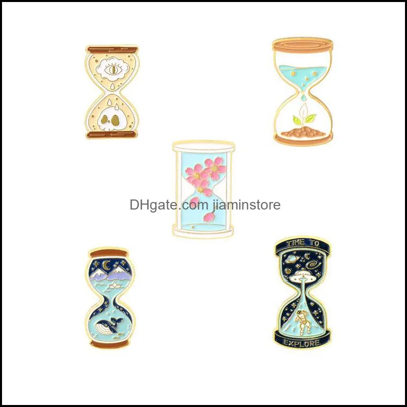 sand glass cute enamel brooches pin for women fashion dress coat shirt demin metal funny brooch pins badges promotion gift 434 c3