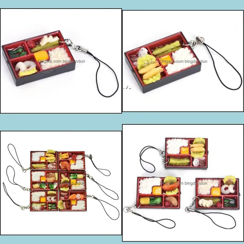 cute simulation sushi key chain keyring fake japanese food box lanyard keychain handbag pendant lanyard key ring funny toys paf11148
