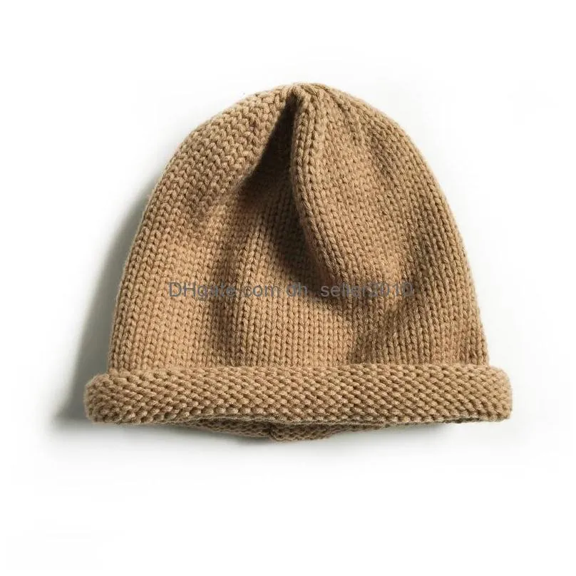 autumn winter womens knitted hat sweet solid color warm beanies caps lady knitted hat