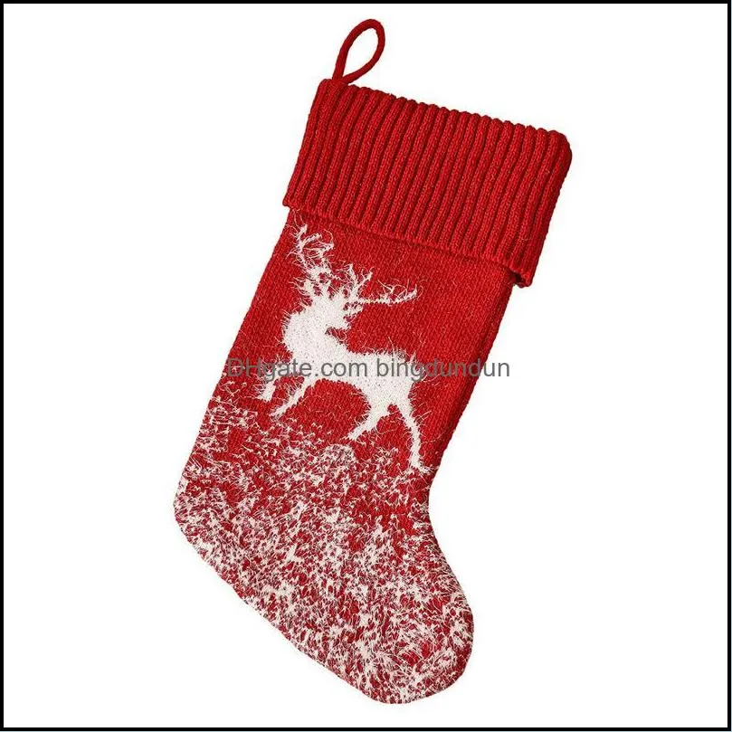 knitted wool christmas stockings 42cmx19cm large xmas socks red fireplace decorative items pab11371