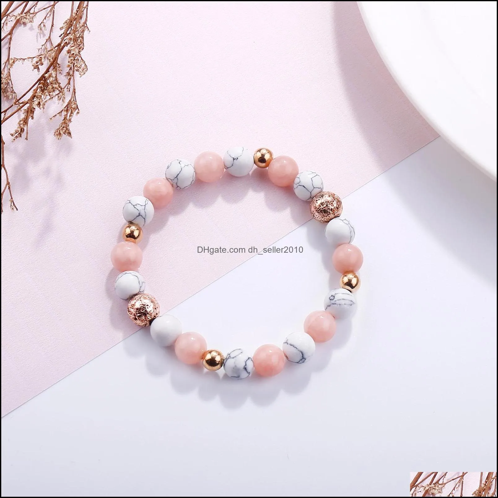 bead chain bracelet natural stone charm onyx beaded couple distance bracelets for women men friend gift stretch jewelry