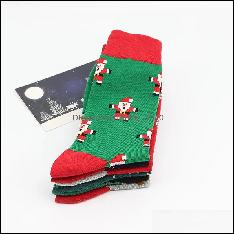 cotton christmas socks large size men autumn winter santa claus christma tree snow elk gift happy sock wll391