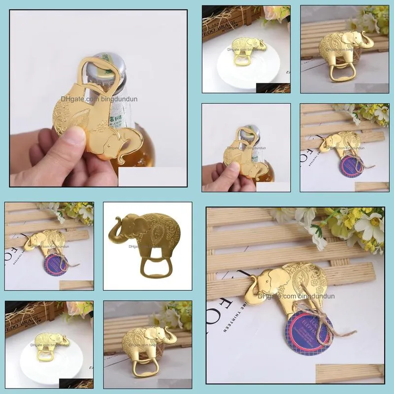 gold wedding favors and gift lucky golden elephant wine bottle opener pab14920