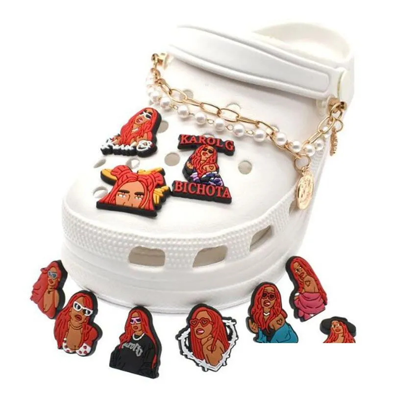 10styles red hair fashion girl shoe accessories decoration buckle clog shoes flower croc charms