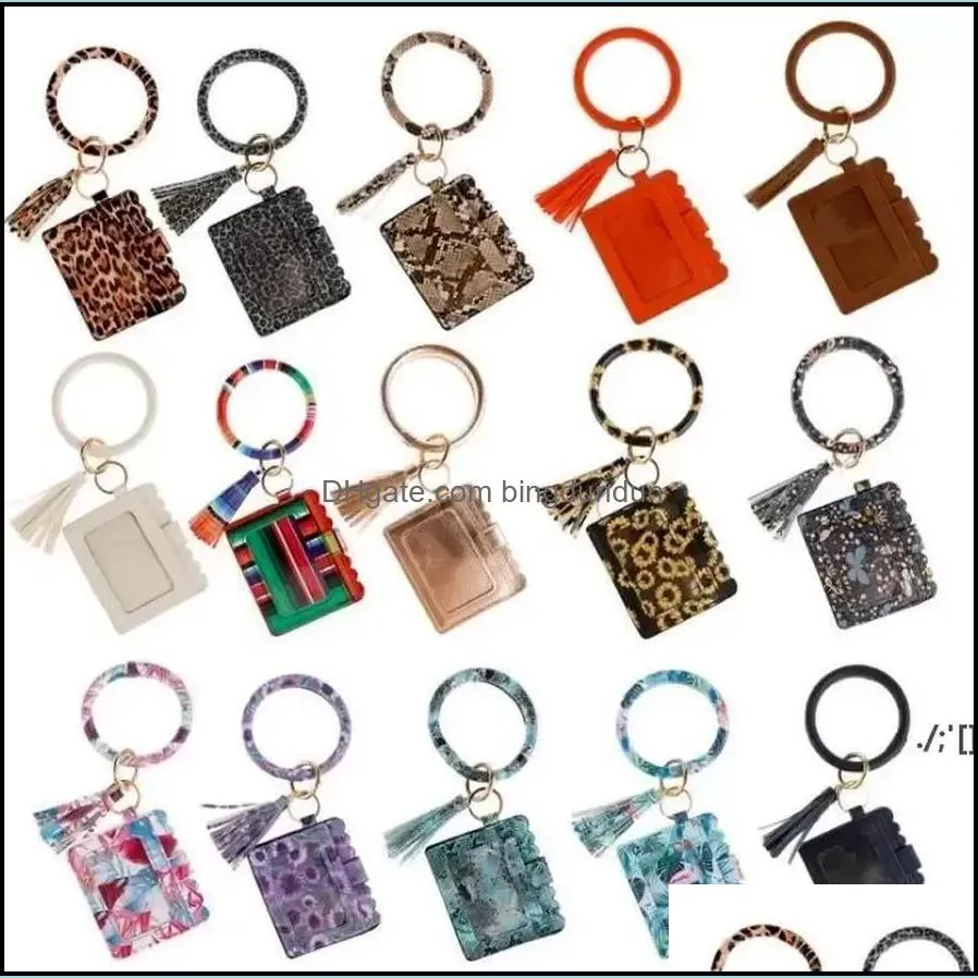 designer bag wallet leopard print leather bracelet keychain credit card wallet bangle tassels keyring handbag lady accessories