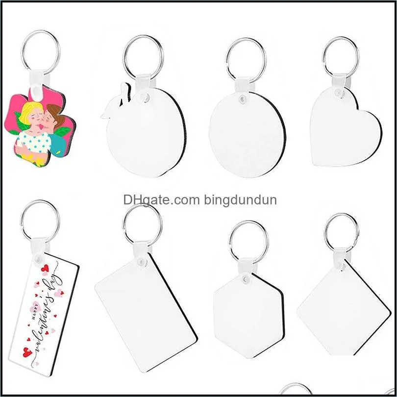 blank keychain thermal transfer sublimation personality key chain favor girls boys ornament wooden white keychains mdf pad12978