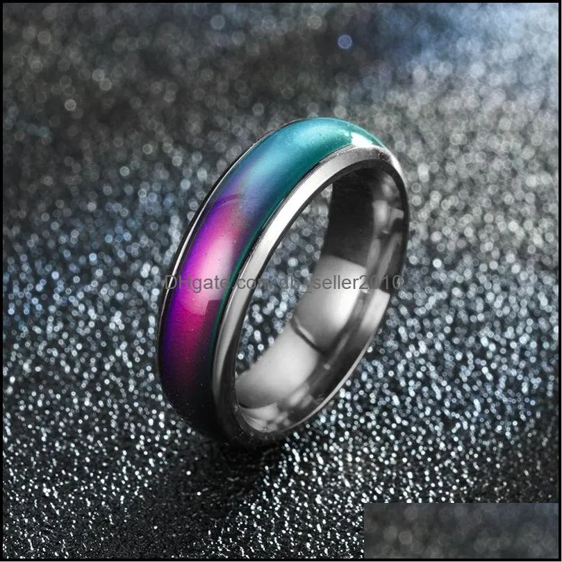 temperature rings for couple mens warm ring color changing smart stainless steel ring female finger jewelry