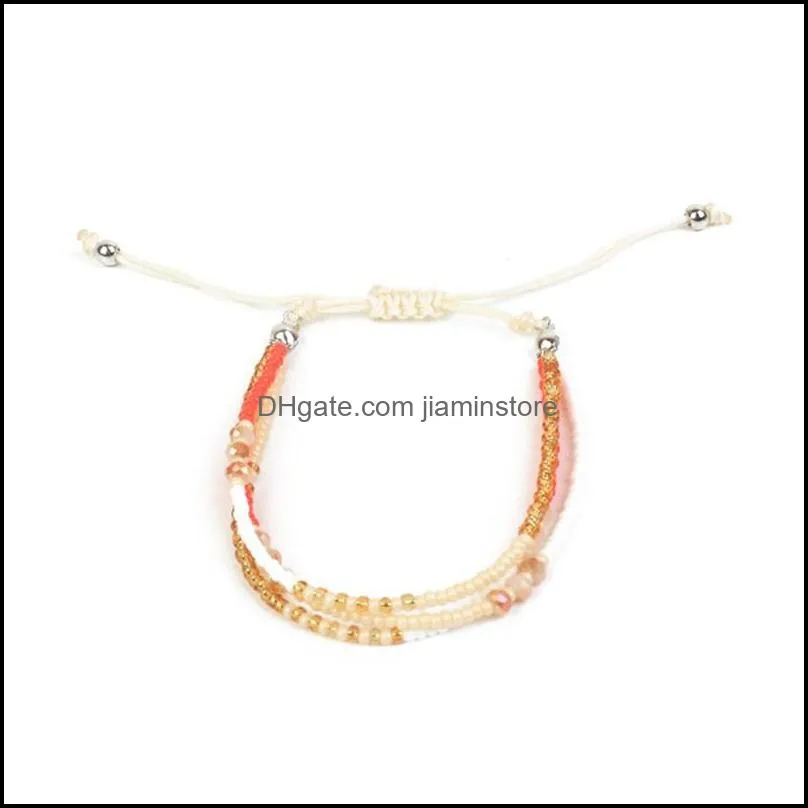 handmade adjustable multilayer small colorful beads rope cord bracelet jewelry for woven gift 1815 t2