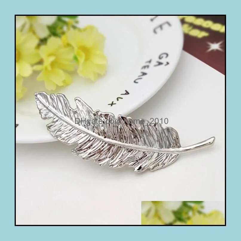 party favor brand jewelry retro exaggerated alloy feather leaves leaf side clip spring horsetail hairpin wholesale zwl222