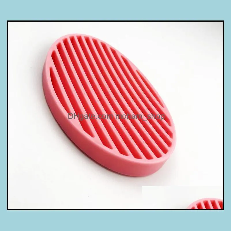 silicone flexible toilet soap holder plate hollow design non residue with water bathroom soapbox anti slip soap dish holder sn1341