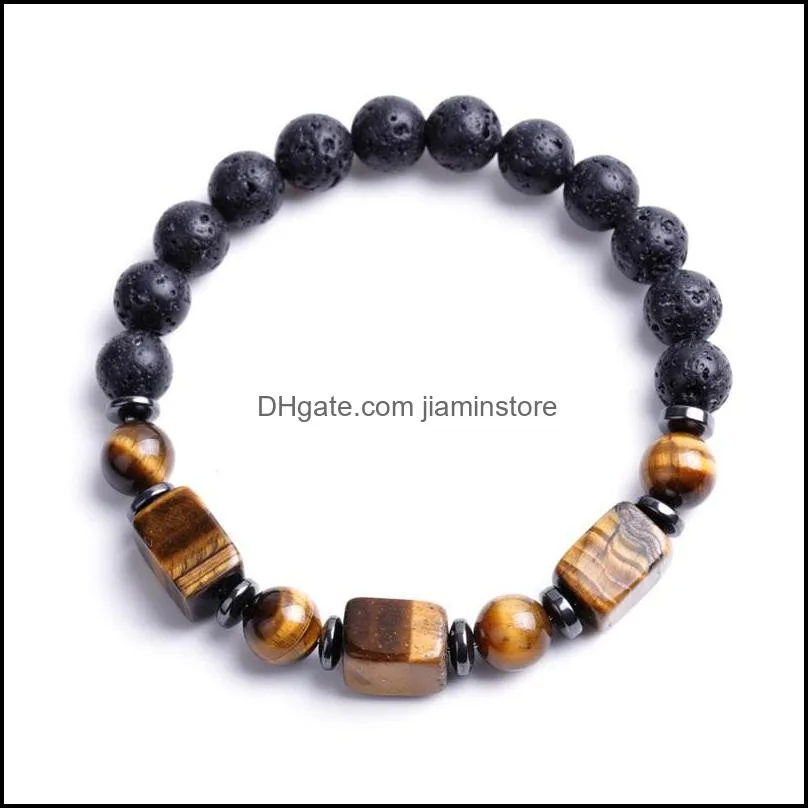 square seven chakras stone charm bracelet women men 8mm lava beads  oil diffuse energy buddha strench bracelets jewelry c3